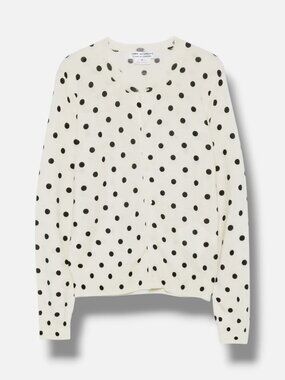 Comme Des Garcons Men's Beige Wool Polka Dot Cardigan Sweater Size S